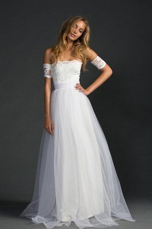 Robe de mariée informel moderne d'epaule ajourée a plage décolleté dans le dos - Photo 2