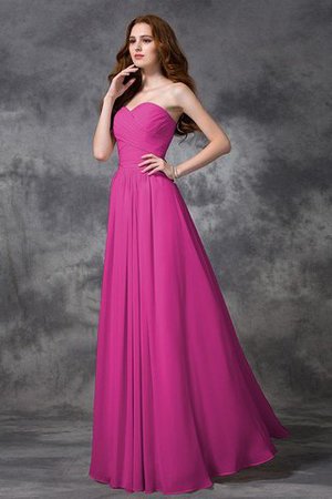 Robe demoiselle d'honneur longue col en forme de cœur avec zip a-ligne ruché - Photo 11