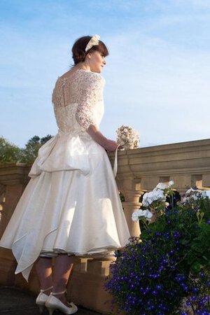 Abito da Sposa conservatore in pizzo in Taffeta Sotto Ginocchio con Mezze Maniche Lupetto - Foto 4