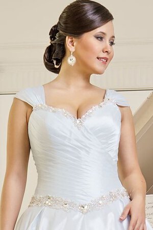 Robe de mariée naturel avec perle avec lacets avec manche courte a-ligne - Photo 2
