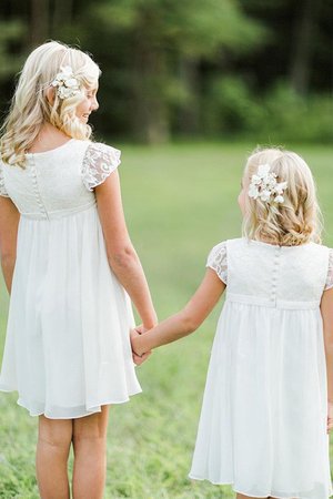 Robe de cortège enfant col u profond joli avec chiffon avec manche courte naturel - Photo 2