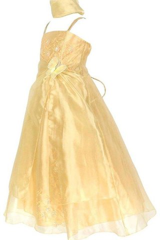 Ärmellos langes Blumenmädchenkleid mit Pailletten mit Spaghettiträger - Bild 2