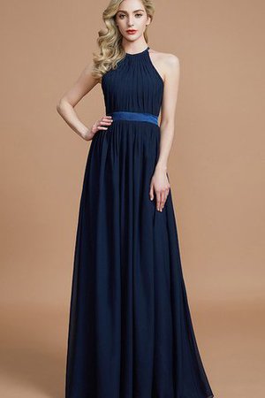 Robe demoiselle d'honneur manche nulle avec zip ruché jusqu'au sol en chiffon - Photo 1