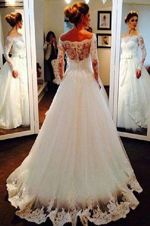 Elegante Vestido de Novia en Tul de Escote con Hombros caídos de Natural - Foto 2