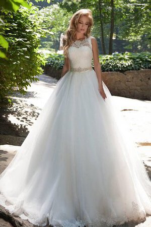 Robe de mariée distinguee intemporel avec lacets manche nulle textile en tulle - Photo 1