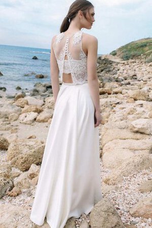 Ärmelloses Strand Nackenband bodenlanges informelles Brautkleid aus Satin - Bild 1