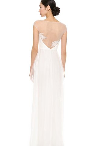 Robe de mariée naturel simple a-ligne col en bateau avec manche courte - Photo 2