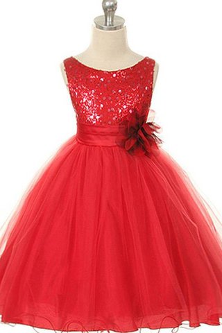 Robe de cortège enfant pailleté longueur à cheville a-ligne encolure ronde - Photo 2