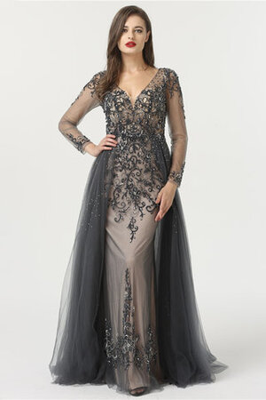 Robe de bal en satin extensible mignonne avec perles officiel longue - Photo 1