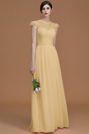 Robe demoiselle d'honneur naturel ligne a fermeutre eclair en chiffon col ras du cou - Photo 18