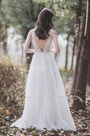 Abito da sposa cerniera in tulle attraente a-line romantico in raso - Foto 3