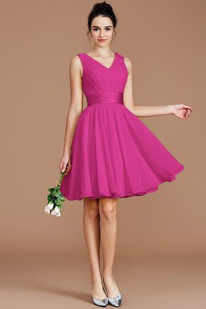 Normale Taille Ärmelloses Kurzes Brautjungfernkleid mit Gürtel mit Schleife - Bild 15