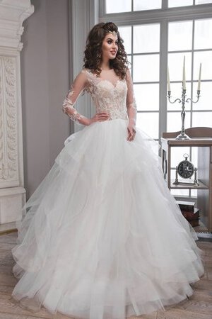 Robe de mariée naturel trou serre de lotus de mode de bal en tulle - Photo 1