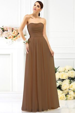 Vestido de Dama de Honor de Sin mangas de Largo de Escote sin tirantes de Plisado - Foto 4