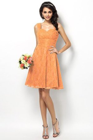Satin Prinzessin Ärmelloses Breiter Träger Brautjungfernkleid mit Bordüre - Bild 20