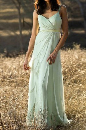 Robe demoiselle d'honneur intemporel manche nulle a-ligne de tour de ceinture empire ruché - Photo 1