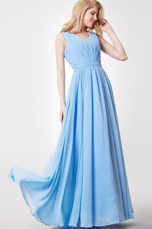 A-Line plissiertes Empire Taille gerüschtes Elegantes bodenlanges Brautjungfernkleid - Bild 4