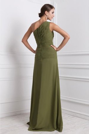 Robe de bal naturel d'épaule asymétrique avec zip avec sans manches en chiffon - Photo 2