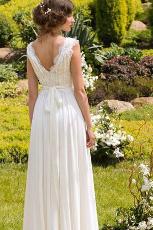 Abito da Sposa con Piega con Nastro A-Line Senza Maniche Semplice con Fusciacca - Foto 2