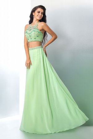 Ärmelloses Perlenbesetztes Zweistück Normale Taille Abendkleid aus Chiffon - Bild 5