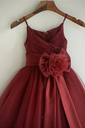 A-Line Empire Taille plissiertes bodenlanges Blumenmädchenkleid mit Rüschen mit Schleife - Bild 3