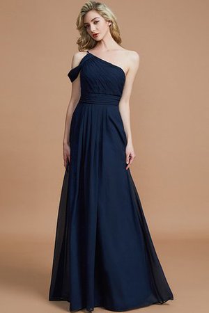 A-Linie Ein Schulterfreies Prinzessin Bodenlanges Brautjungfernkleid aus Chiffon - Bild 1