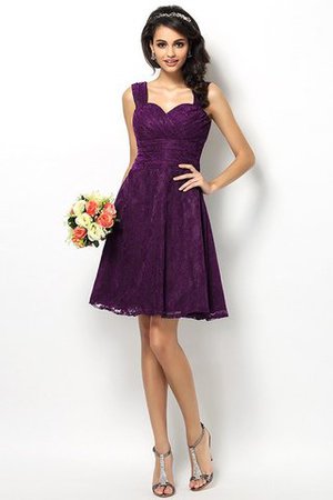 Satin Prinzessin Ärmelloses Breiter Träger Brautjungfernkleid mit Bordüre - Bild 13