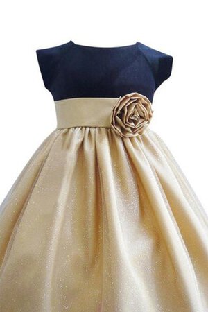 A-Line Empire Taille Blumenmädchenkleid mit gekappten Ärmeln mit Blume - Bild 2