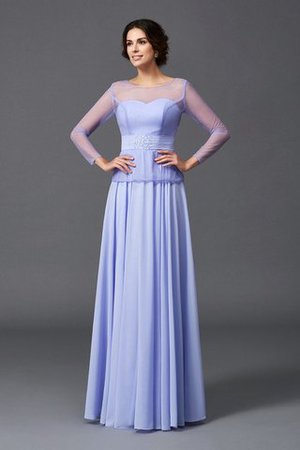 Langärmeliges Normale Taille Schaufel-Ausschnitt Anständiges Brautmutterkleid mit Rüschen - Bild 1