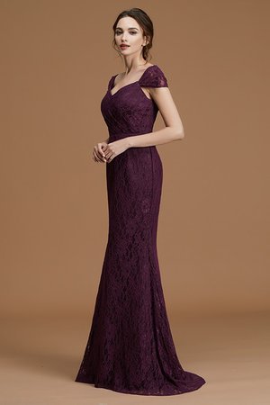 Kurze Ärmeln Besondere Normale Taille Bodenlanges Brautjungfernkleid mit Bordüre - Bild 5