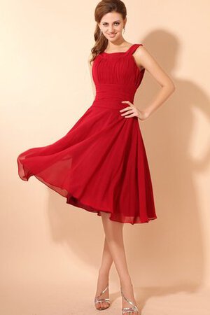 Robe demoiselle d'honneur avec sans manches fermeutre eclair ruché a-ligne au niveau de genou - Photo 1