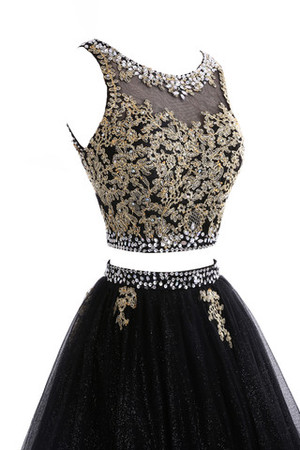 Halle Ärmelloses formelles exklusive Ballkleid mit Bordüre mit natürlicher Taille - Bild 6
