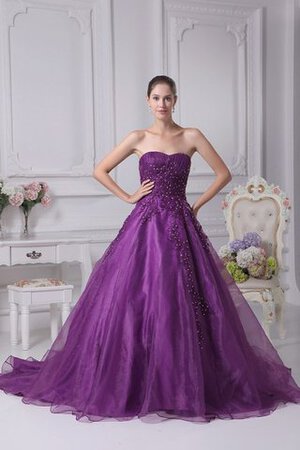 Perlenbesetztes Herz-Ausschnitt gerüschtes A Linie Quinceanera Kleid mit Rücken Schnürung - Bild 1