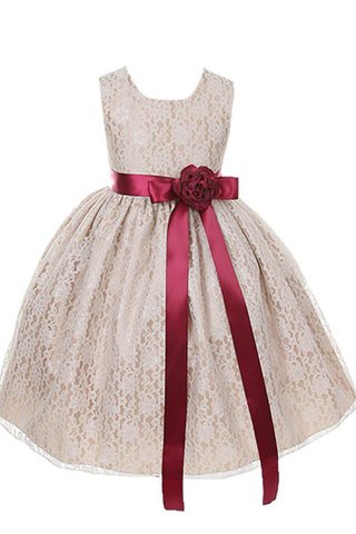 Robe de cortège enfant manche nulle avec décoration dentelle ligne a avec nœud à boucles - Photo 1