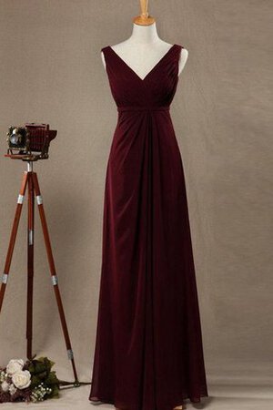 V-Ausschnitt zeitloses A-Line Ärmellos schlichtes Brautjungfernkleid mit Plissierungen - Bild 1