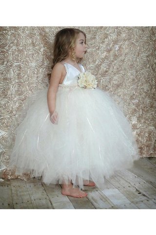 Robe de cortège enfant avec perle de mode de bal avec gradins en tulle ceinture - Photo 2