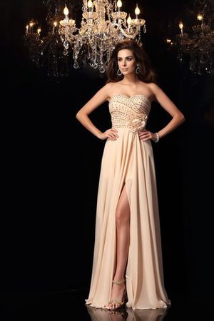 Robe de soirée formelle avec fleurs avec zip de col en cœur avec chiffon - Photo 1
