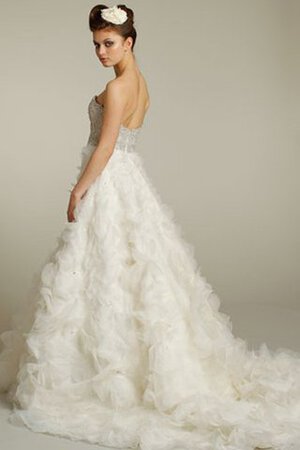Robe de mariée de traîne moyenne de mode de bal en organza sans dos de col en cœur - Photo 2