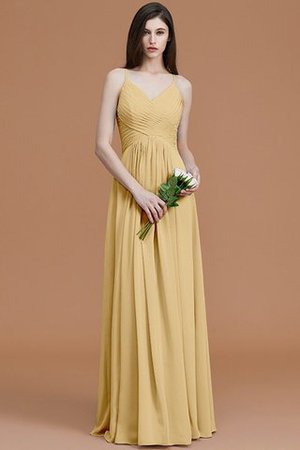 Spaghetti Träger Normale Taille Gerüschtes Ärmellos Bodenlanges Brautjungfernkleid - Bild 18