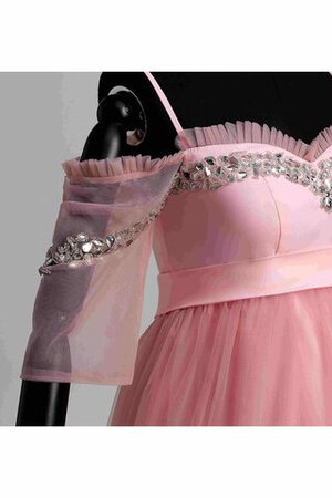 Gerüschtes Perlenbesetztes Sweep train halbe Ärmeln romantisches Ballkleid aus Tüll - Bild 7