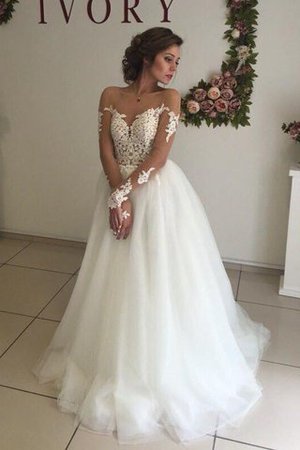 Abito da Sposa Vintage A-Line Spazzola Treno in Organza Elegante - Foto 3