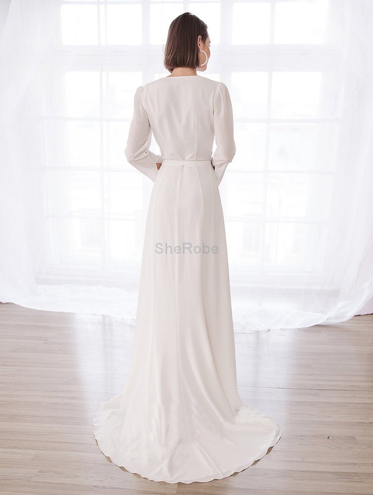 A-Linie V-Ausschnitt Normale Taille Auffällig Romantisches Brautkleid