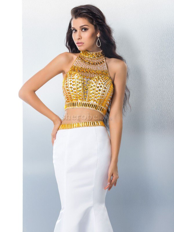 Robe de bal longue elevé longueur au ras du sol 2 pice avec perle - Photo 4