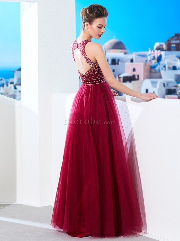 Robe de bal longue textile en tulle col u profond jusqu'au sol ligne a - Photo 2