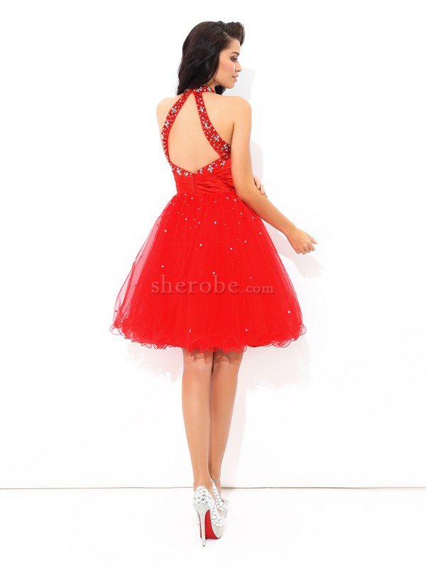 A Linie Formelles Mini Cocktailkleid mit Perlen mit Natürlicher Taille - Bild 2