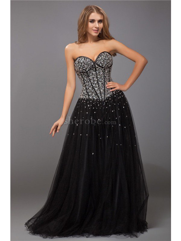 Robe de soirée moderne longue col en forme de cœur en satin manche nulle - Photo 1
