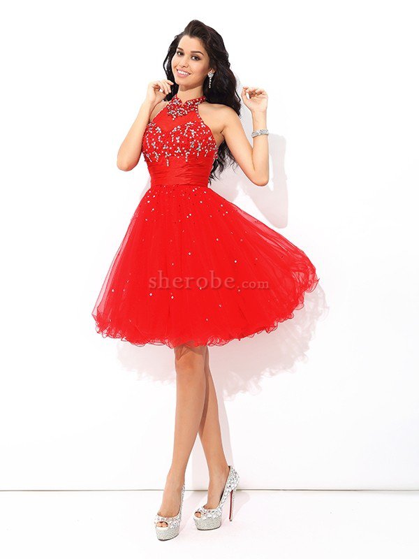 A Linie Formelles Mini Cocktailkleid mit Perlen mit Natürlicher Taille - Bild 4