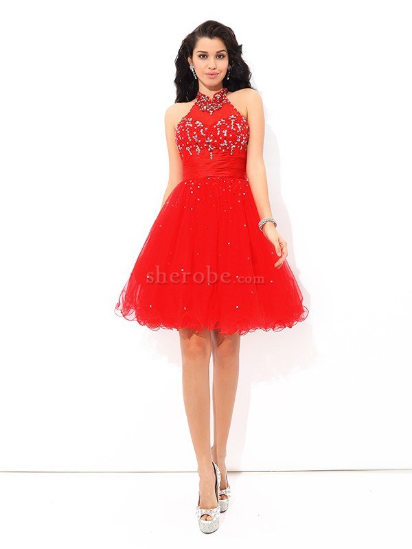 A Linie Formelles Mini Cocktailkleid mit Perlen mit Natürlicher Taille - Bild 3